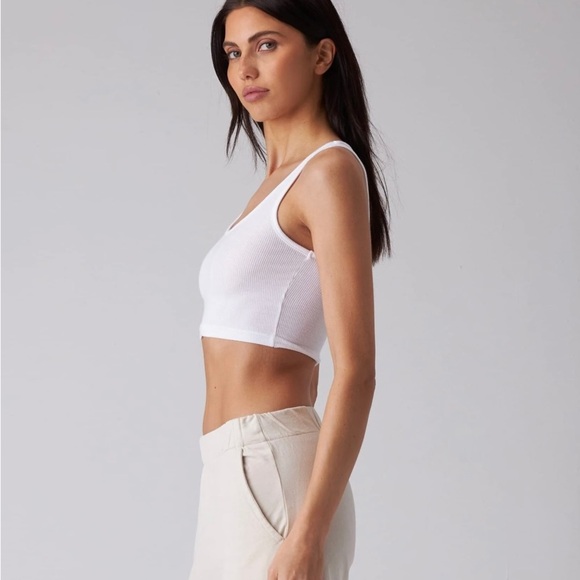 Talentless CROP MODAL TANK white ribbed M medium - Picture 2 of 14